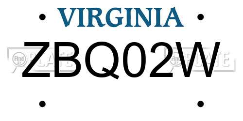 ZBQ02W Virginia License Plate