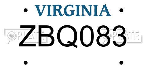 ZBQ083 Virginia License Plate
