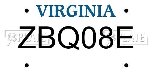 ZBQ08E Virginia License Plate
