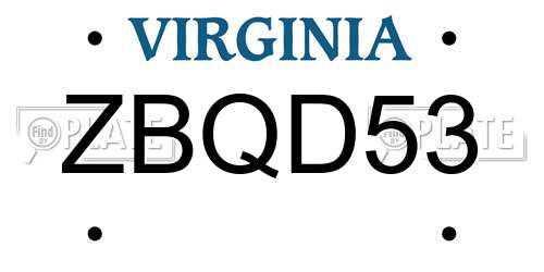 ZBQD53 Virginia License Plate