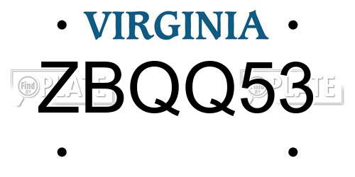 ZBQQ53 Virginia License Plate