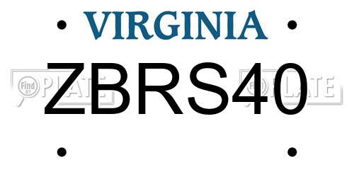 ZBRS40 Virginia License Plate