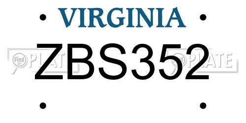 ZBS352 Virginia License Plate