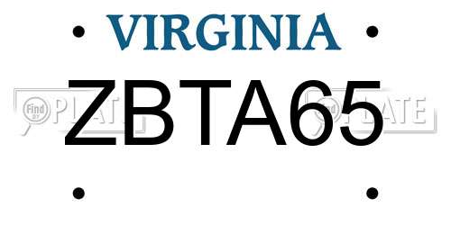ZBTA65 Virginia License Plate