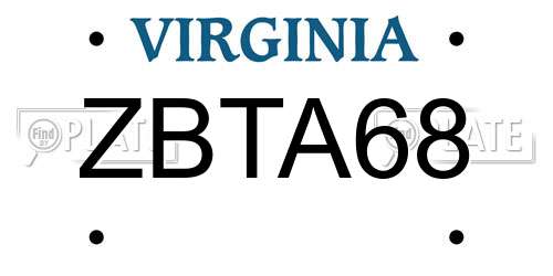 ZBTA68 Virginia License Plate