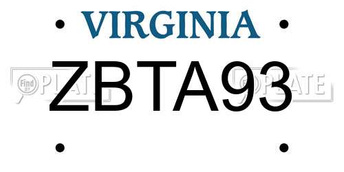 ZBTA93 Virginia License Plate