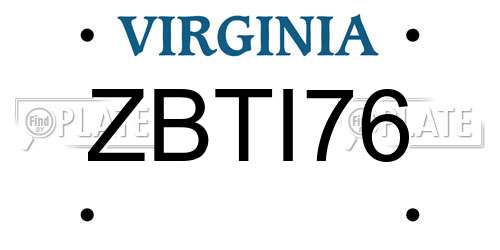 ZBTI76 Virginia License Plate