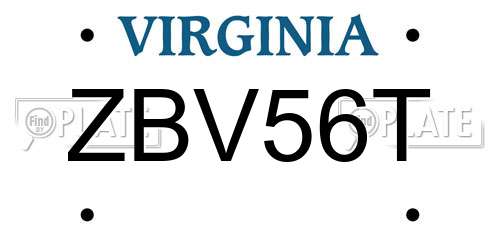 ZBV56T Virginia License Plate
