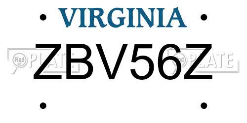 ZBV56Z Virginia License Plate