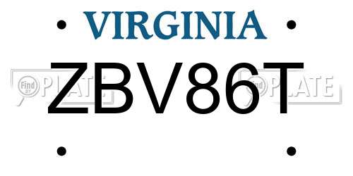ZBV86T Virginia License Plate