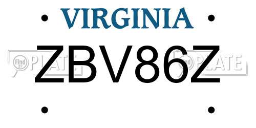 ZBV86Z Virginia License Plate