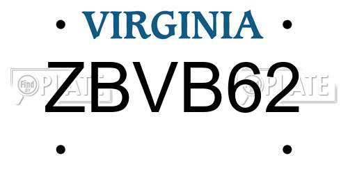ZBVB62 Virginia License Plate