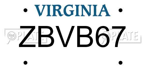 ZBVB67 Virginia License Plate