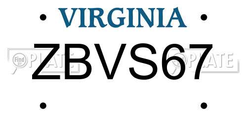 ZBVS67 Virginia License Plate