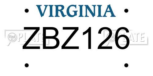 ZBZ126 Virginia License Plate