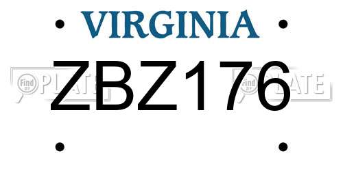 ZBZ176 Virginia License Plate