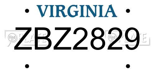 ZBZ2829 Virginia License Plate