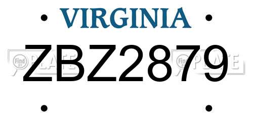 ZBZ2879 Virginia License Plate