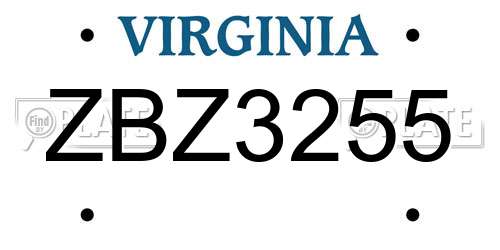 ZBZ3255 Virginia License Plate