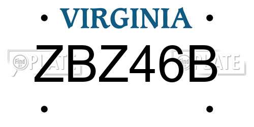 ZBZ46B Virginia License Plate