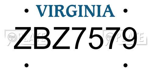ZBZ7579 Virginia License Plate