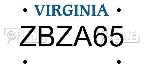 ZBZA65 Virginia License Plate
