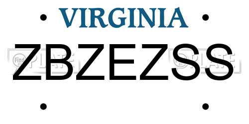 ZBZEZSS Virginia License Plate