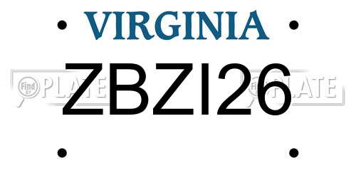 ZBZI26 Virginia License Plate