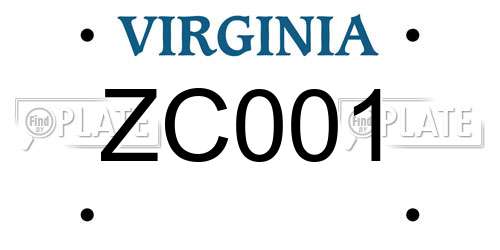 ZC001 Virginia License Plate