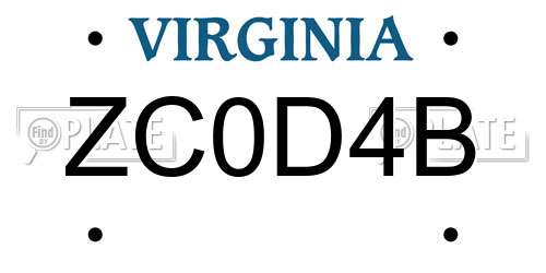 ZC0D4B Virginia License Plate