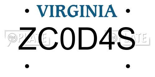 ZC0D4S Virginia License Plate