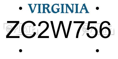 ZC2W756 Virginia License Plate