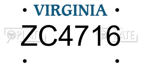 ZC4716 Virginia License Plate