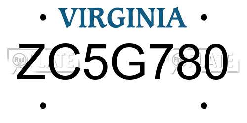ZC5G780 Virginia License Plate
