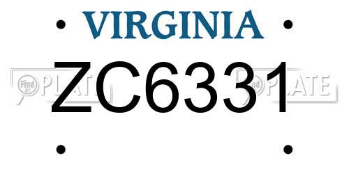 ZC6331 Virginia License Plate