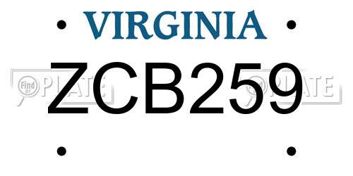 ZCB259 Virginia License Plate