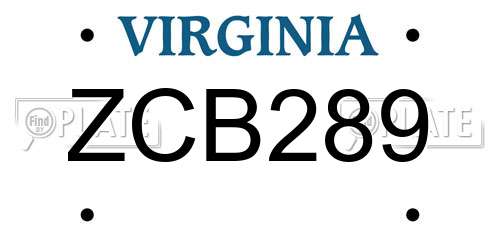 ZCB289 Virginia License Plate