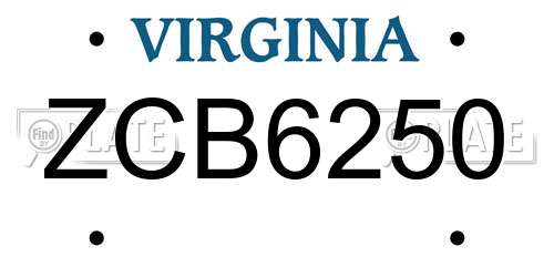 ZCB6250 Virginia License Plate