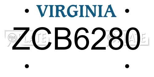 ZCB6280 Virginia License Plate