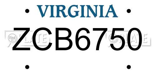 ZCB6750 Virginia License Plate