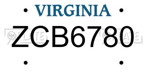 ZCB6780 Virginia License Plate