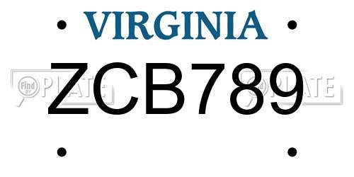 ZCB789 Virginia License Plate