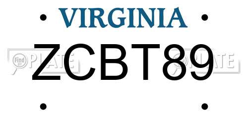 ZCBT89 Virginia License Plate