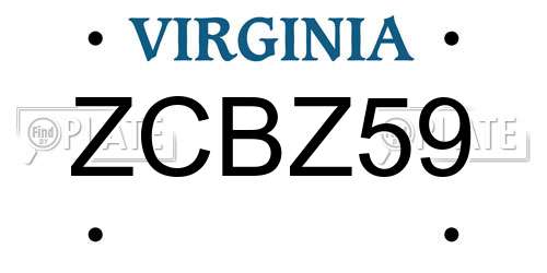 ZCBZ59 Virginia License Plate