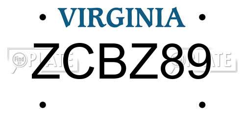 ZCBZ89 Virginia License Plate