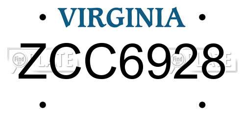 ZCC6928 Virginia License Plate