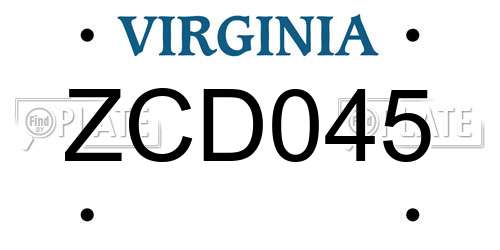 ZCD045 Virginia License Plate