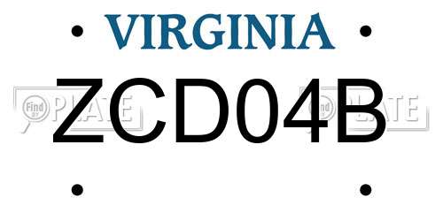 ZCD04B Virginia License Plate