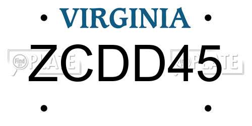 ZCDD45 Virginia License Plate