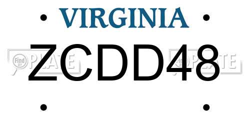 ZCDD48 Virginia License Plate
